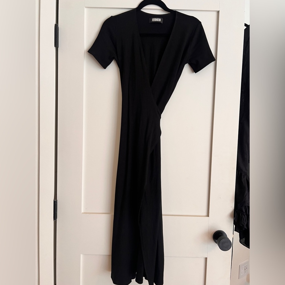 Black Reformation wrap dress.